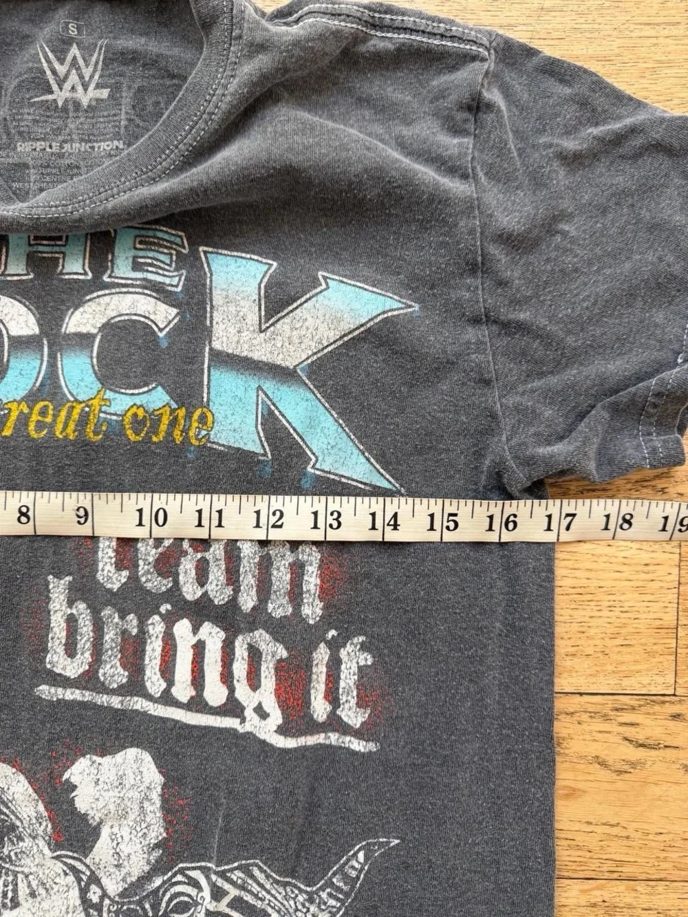 WWE Black The Rock 'The Great One' Graphic Tee with Blue Accents